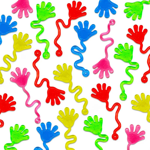 5-20 Pcs Kids Funny Glitter Sticky Hands Toy Palm Elastic Sticky Squishy Slap Palm Toy Kids Novelty Gift Party Favors Supplies